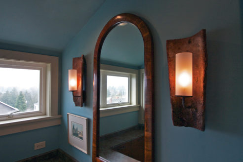 Vanity Wall - Antique Mirror & Custom Sconces